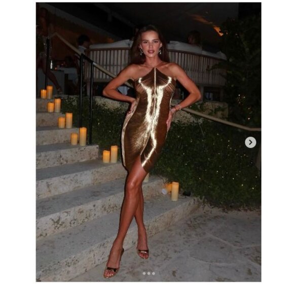 Cult Gaia Mara Dress in Gold Medium New Womens Fringe Cocktail - Picture 12 of 17